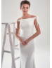 Off Shoulder Ivory Georgette Illusion Back Wedding Dress